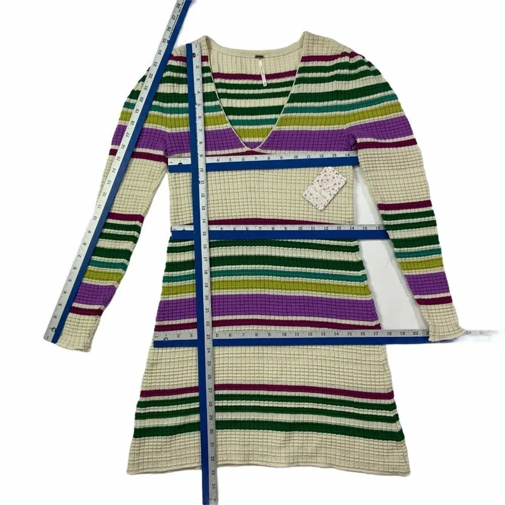 NWT Free People Gidget v-neck long sleeve Sweater Dress XS Multi-Color S… - Picture 6 of 11